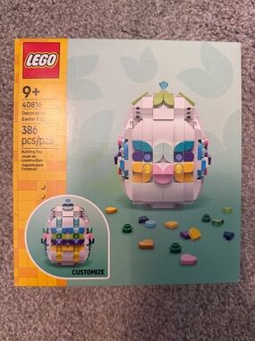 Lego White Decorative Egg with Pink, Blue, Yellow & Green Accents